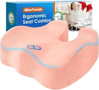 BlissTrends Seat Cushion,5.2in Thick Memory Foam Cushions for Office Chair, Car Seat, Airplane, Relieving Pressure Tailbone Sciatica Back Pain for Long Sitting Office Workers, Car Drivers Pink