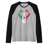 Mexican Boxing Mexico Gloves Mitts Design Mexico Flag Mexica Raglan Baseball Tee