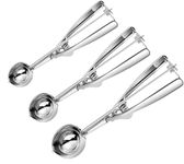 MEETOZ 3PCS Ice Cream Scoop, Premium Cookie Scoop Set, Small/Medium/Large Stainless Steel Scoop, Ice Cream Scooper with Trigger Release, Cookie Scooper for Baking, Cupcake Scoop