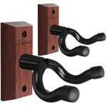 Guitar Wall Mount 2 Pack, Carbonized Red Hardwood Guitar Hanger, U-Shaped Guitar Wall Hanger Mount, Guitar Holder Wall Hook for Acoustic, Electric Guitar, Banjo, Bass, Gift for Men Boy