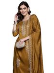 INDO ERA Silk Blend Mustard Straight Embroidered Kurta Pant With Dupatta Set For Women (Kh9Mt7107_X-Small)