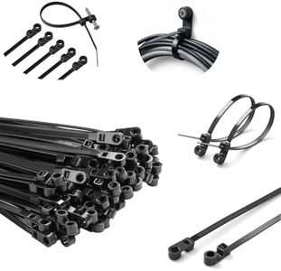 Cable Ties with Screw Holes, 8 Inch Black Screw-Mount Zip Ties, 75 lbs Tensile Strength, UV Weather & Heat Cold Resistant Nylon Wire Ties for Outdoor, Cabinet, Automotive & Home Cable Management