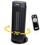 Zanussi 2000W/2KW Electric Heater Black, Freestanding Oscillating Ceramic Tower Space Heater, Convector Heater, 2 Heat Settings, Digital Display & Remote Control, Silent, ZPTCH3002B, 2 Year Guarantee