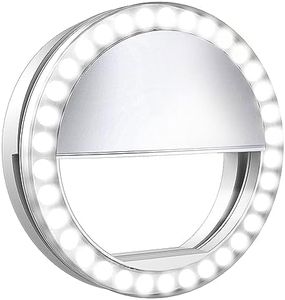 Selfie Ring Light for iPhone & Android，LVYOUIF Portable Clip on Ring Selfie Light Flash with 36 Rechargeable LED for Phone Laptop iPad Photography Camera Video Girls Makeup (White)