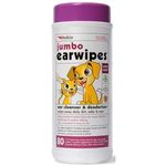 Petkin Jumbo Earwipes for Dogs and Cats, Wipes Away Daily Dirt and Odor, Cleans Ears, Remove Dirt, Odor and Wax, Super Convenient, Ideal for Home or Travel 80 Petwipes