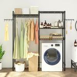 SIOKIUU 6 Tier Over Washer and Dryer Shelves Heavy Duty Laundry Room Storage Shelf Organization Clothes Drying Rack Bathroom Space Saving Rack with Hanger Rod and Hooks
