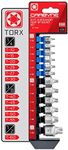 CARBYNE Super Short Low Profile Torx Bit Socket Set - 12 Pieces | T-10 to T-60 Sizes, Internal Square Drive & External Hex Drive • From a Family-Run Tool Company Based in the U.S.A.