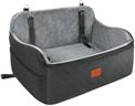 Lealchum Dog Car Seat Up to 55lb,2 Clip-On Safety Adjustable Leashs Car Dog Bed for 2 Small Dogs,Fully Detachable and Washable Pet Car Seat with 2 Storage Pockets,Easy to Install(Black/Grey, Large)