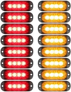 Partsam 16Pcs 3.4 inch Aluminum Housing Red/Amber LED Clearance Side Marker Lights, Surface Mount Marker Lights of Trailer Pickup Truck Tractor RV Motorcycle Golf Cart,IP67 Waterproof(8Red +8Amber)