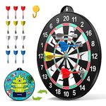 Doloowee 14 PCS Double-Sided Magnetic Kids Dart Board Set, Large Size Boys Toys Dartboards with 12 Darts, Indoor Outdoor Party Games Toys Gifts for 4 5 6 7 8 9 10 Year Old Boy Girl and Adult