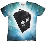 Doctor Who Tardis Stars Adult White Sublimation T-Shirt (Adult Large)