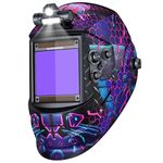 ARCCAPTAIN 3.94" x 3.66" Auto Darkening Welding Helmet, Solar Powered True Color Welding Hood, 1/1/1/1 Top Optical Clarity Welder Helmet, 4 Arc Sensor Wide Shade 4/5-9/9-13 for Stick MIG TIG Cut