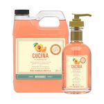 Fruits & Passion Cucina Peach and Mandarin Hand Soap Set - 200ml Bottle & 1 Litre Refill