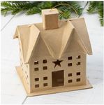 Factory Direct Craft Pack of 4 Paper Mache Primitive Saltbox House Ornaments - Cardboard Papier Mache DIY Gift Boxes Craft and Christmas Village Displays (Size: 5" H x 4-1/4" W)