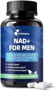 Femmetra NAD+ Supplements for Men with Saw Palmetto | All-in-One Cellular Energy, Prostate Support & Nitric Oxide Supplement with Resveratrol, L-Arginine | Non-GMO, 120 Capsules