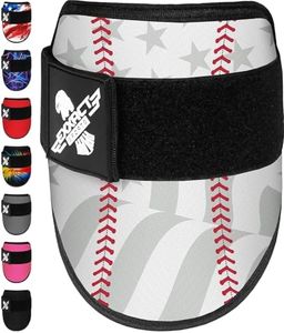 Exxact Sports Plain Baseball Elbow Guard Youth & Adult, Batters Softball Elbow Guard Baseball with Adjustable Straps - (White Baseball Flag, Adult)