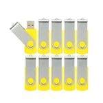 Alihelan 10pcs 4GB USB Flash Drives USB 2.0 Thumb Drive Bulk Swivel Memory Stick 4 GB Fold Storage Jump Drive Zip Drive, 10 Pack Yellow