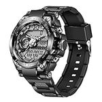 LIGE Mens Digital Watch,Sports Outdoor Military Large Face Dia 50M Waterproof Wrist Watches for Men with LED Alarm/Date/Shockproof Black