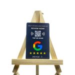 REVUZ Gooogle Review Card – Equipped with NFC Chip and QR Code, Instant Activation with Your Business Page Link, Tap or Scan to Access. (Black PVC Card with Stand)