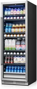 Yeego 24 Inch Large Capacity Beverage Refrigerator, 378 Cans Beverage Cooler with Glass Door & Lock, Built-In or Freestanding Drink Fridge for Soda, Beer & Wine, Office, Bar or Entertainment Area