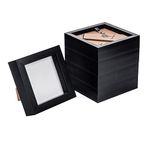 Nicola Spring 3D Shadow Box Photo Frames - 4 x 4 (10 x 10cm) - Pack of 5 - Black 3D Photo Frame Picture Frame Box Small Square Display Case for Crafts, Keepsakes, Wedding, Graduation