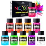 Neon Pigment Powder - 10 Colors Fluorescent Mica Powder for Epoxy Resin, Nail Art, Tumblers, Slime - Neon Resin Color Pigment Nail Powder for Soap Making, Eyeshadow, Painting, Jewelry, DIY Crafts