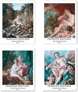 Wall Art Unframed Prints Giclee Art Paper Set of 4, 11x14 inch Classic Mythology Historical Artwork, Bedroom Decoration Vintage Portrait Goddess Venus Francois Boucher Picture