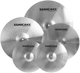 SONICAKE Cymbal Pack Alloy Cymbals Drum Cymbal Set 14"Hi-hats+16"Crash+18"Crash+20"Ride 5 Pieces, Sliver