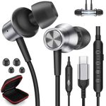 USB C Headphone Karaoke Wired Earphone for iPhone 15 Samsung S24 S23 Google Pixel 8a Female Male Children Voice Recording Studio Game Mode Type C Earbuds In-Ear Noise Canceling Corded Headset with Mic