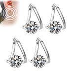 2pair Halolux Lymphvity Germanium Earrings,Lymphvity Magnetherapy Germanium Earrings for Weight Loss,Lymphatic Drainage Earrings,Magnetic Therapy Ring (Silver)