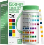 AAwipes Pool and Spa Test Strips 7 in 1 | 50 Pool Water Testing Kit for Pool, Hot tub | Accurate Test Bromine, Total Alkalinity, pH, Free Chlorine, Hardness, Cyanuric Acid, Total Chlorine (K01-50)