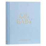 Lanpn Hello Baby First 5 Year Memory Book for Boy Girl - Linen Hardcover Baby Book Keepsake for New Parents - Newborn Baby Journal Scrapbook Photo Album Baby Milestone Book (Blue, 154 Pages)