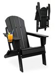 TEKXDD Folding Adirondack Chairs - Muskoka Chair, Adjustable Backrest, Foldable, HDPE Weatherproof, 400 Lbs Load, for Patio Garden Camping Fire Pit Indoor Outdoor Use(Black).