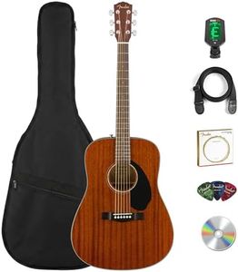 Fender CD-60S Solid Top Dreadnought Acoustic Guitar - All Mahogany Bundle with Gig Bag, Tuner, Strap, Strings, Picks, and Austin Bazaar Instructional DVD