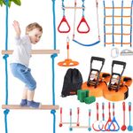 VEVOR Ninja Warrior Obstacle Course for Kids, 2 x 60 ft Weatherproof Slacklines, 500lbs Weight Capacity Monkey Line, Outdoor Playset Equipment, Backyard Toys Training Equipment Set with 14 Obstacles