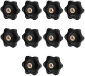 Metric M8 Knurled Knob 10PCS Black Metric M8 Star Knobs Clamping Nuts Plastic Screw-On Type Threaded Jig knobs Lawn Mower Handle Knob Grip Assortment Kit for Machinery Latche