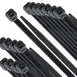 JelKen 250 Pack of Black Cable Ties, 300mm x 4.8mm, 12" Tie Wraps - Self Locking, Heavy Duty Nylon Zip Ties for Home Office Garage and Workshop -