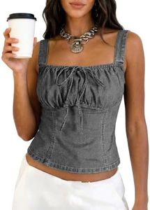 POLIRO Denim Corset Tops for Women Jean Vest Crop Country Concert Outfits