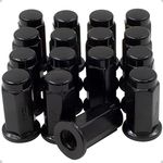 Wheel Accessories Parts Set of 16 Black 10x1.25 Flat Seat ATV & UTV Lug Nuts 14mm Hex - Fits Honda, Suzuki, Arctic Cat, KTM, Yamaha, Can Am, Polaris and Can Am Commander UTV w/Flat Seat Rims