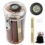 Acrylic Humidor Jar with Humidifier and Hygrometer,humidor That can Hold About 18 Cigars (Clear)…