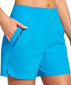 Heathyoga 5" Swim Board Shorts Women Strechy High Waisted Bathing Suits Bottoms Quick Dry UPF 50+ Beach Shorts with Liner Electric Blue