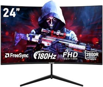 Gawfolk 24 Inch Curved PC Gaming Monitors 180hz, FHD 1080p 1ms without Bezel, freesync, 100% sRGB，178 ° Angle View HDMI DisplayPort, Compatible with Mural VESA75*75MM - Black