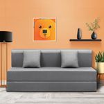 Sleepyhead Napster Sofa Cum Bed | 3-Year Warranty | 3 Seater Foldable Sofa Bed with 2 Cushions | 5-in-1 Convertible Sofabed | High-Density Foam | Washable Cover | Graphite Grey (6 X 5 Feet)