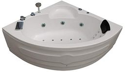 MADONNA Leo 4.5 Feet Corner Acrylic Massage Bathtub with Whirlpool Massage, Bubble Bath, Back Massager and Filler System - Ivory