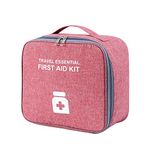 Souarts First Aid Bag Empty Portable First Aid Box Compact Multifunctional Layered Medicine Box for Emergency Home Office Car Outdoors Boat Camping Hiking (L-25×12×22cm, Pink)