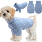 EMUST Sweater for Dogs, Knit Dog Christmas Sweater with Turtleneck, Elastic Medium Dog Sweater for French Bulldog, Dachshunds, Pitbull, Blue M