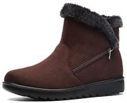 Vunavueya Womens Winter Warm Snow Boots Ladies Slip On Fur Lined Ankle Booties Outdoor Flat Walking Shoes Brown -A Size 7 UK_260