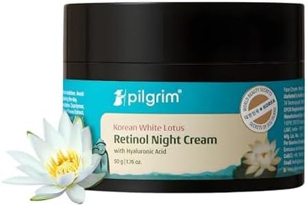 PILGRIM Korean Retinol Anti Aging Night Cream with Hyaluronic Acid & Vitamin C |Discover young, wrinkle-free & radiant skin| Anti aging cream for oily & dry skin| For Men & Women|Korean Skin Care|50gm