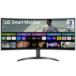 LG 34SR60QC 86.42cm (34in) Smart Curved (1800R) Monitor w/webOS Platform for Smart TV Experience, WQHD 3440x1440, Bluetooth, Screen Mirroring, Built-in Channels, ThinQ, HDMIx2, 5Wx2 Speakers (Black)
