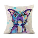 Redland Art Cute Pet Pit Bull Dogs Pattern Linen Throw Pillow Covers Cushion Cover Pillowcases Home Decor 18 x 18 Inches